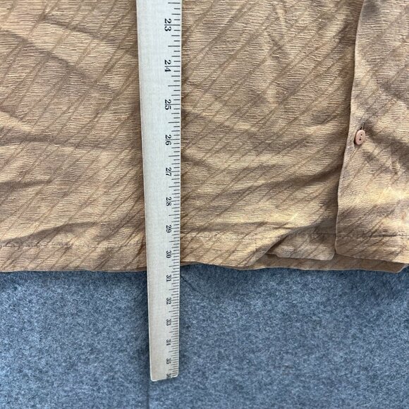 Jhane Barnes Shirt Mens XL Khaki Button Down Tan Beige Silk Linen Dress Pocket - Picture 4 of 11